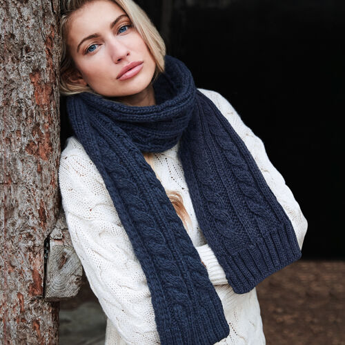 Beechfield Cable Knit Melange Scarf Thumbnail