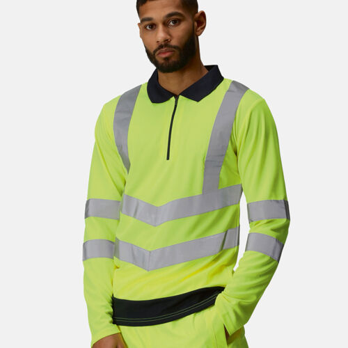 Regatta High Visibility Pro Long Sleeve Polo Shirt Thumbnail