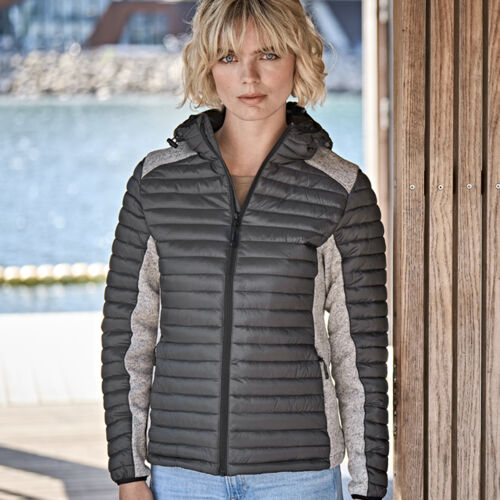 Tee Jays Ladies Crossover Hooded Padded Outdoor Jacket Thumbnail